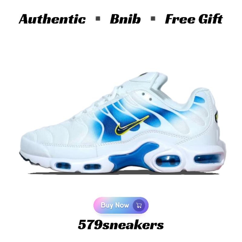 Sepatu Nike Air Max Plus Spray Paint White Blue 100% Authentic DX8962-100 Unisex