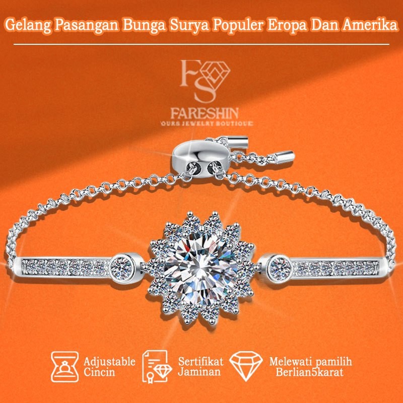 Gelang Wanita perak anti karat -bunga titanium titanium bunga -Fareshin Jewelry