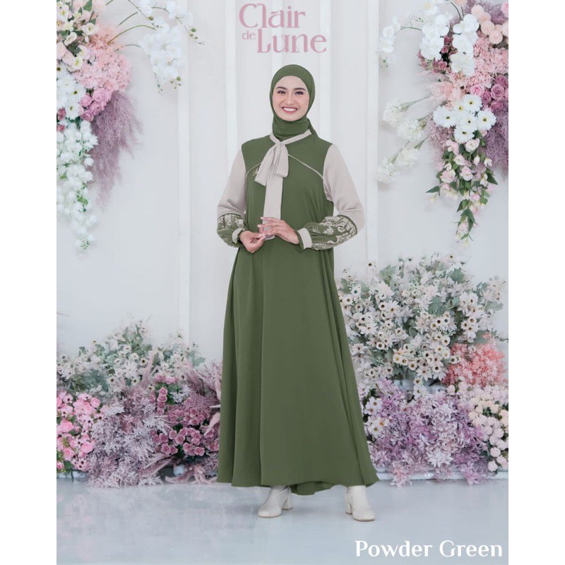 ADEN HIJAB - CLAIR DE LUNE DRESS WOMEN SET PASHMINA BRUKAT MIX SHEEN SATIN