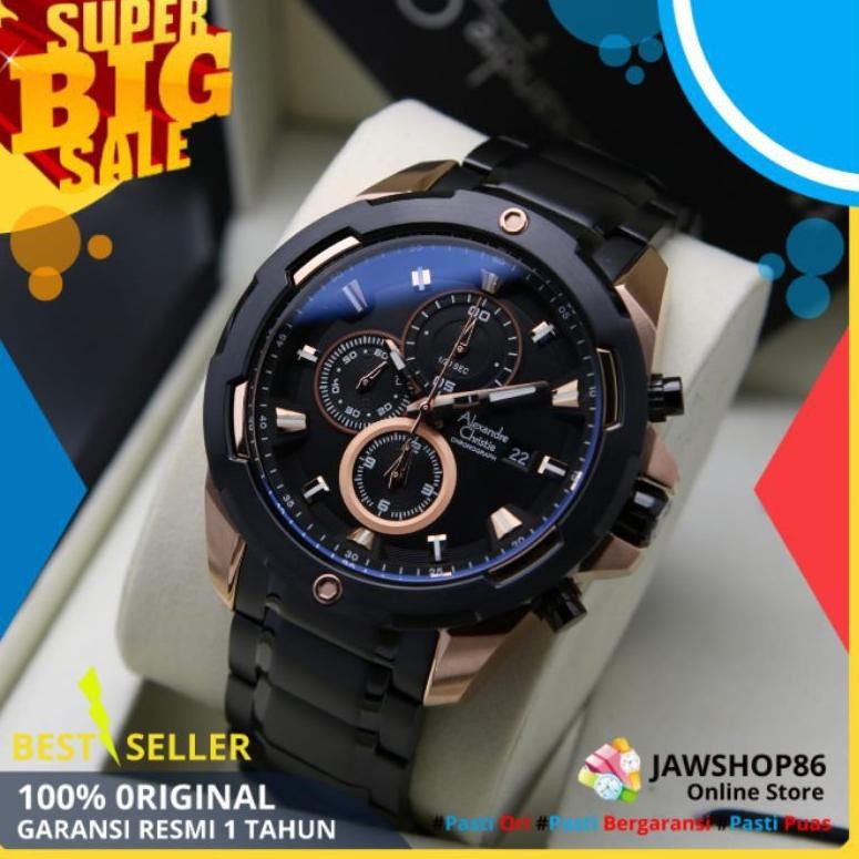 ALEXANDER CHRISTIE PRIA ORIGINAL AC 6305 TERBARU TALI RANTAI ORI MURAH COWOK ANALOG KEREN SPORTY