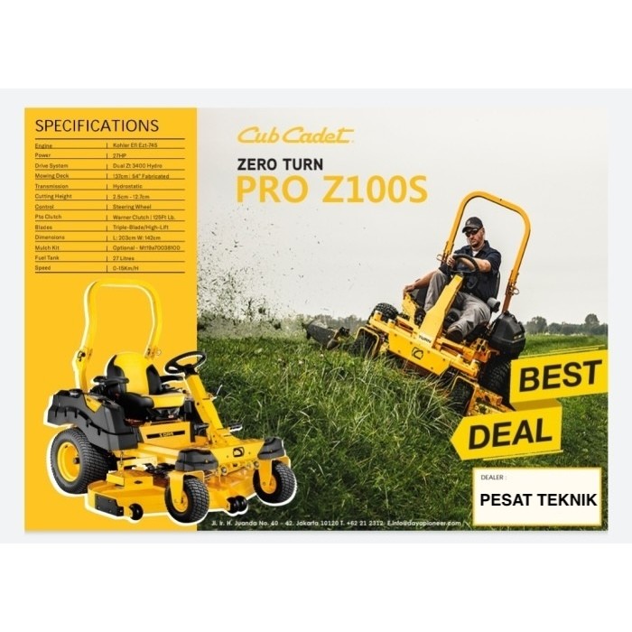 Mesin Mobil Potong Rumput Cub Cadet Zero Turn Pro Z100S