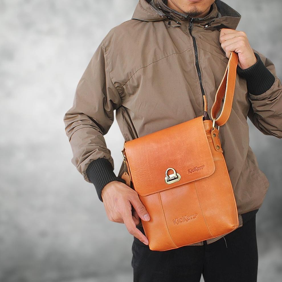 NTI795 TAS SELEMPANG PRIA KULIT SAPI ASLI SLING BAG COWOK KULIT ASLI 100% KUALITAS PREMIUM K001 +