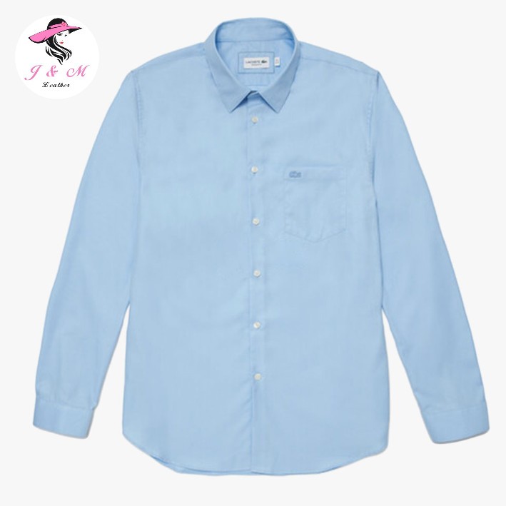 LACOSTE Men's Regular Fit Textured Cotton PoplinShirt Kemeja Pria ORI - LACCH9122HBP, EU40 / M