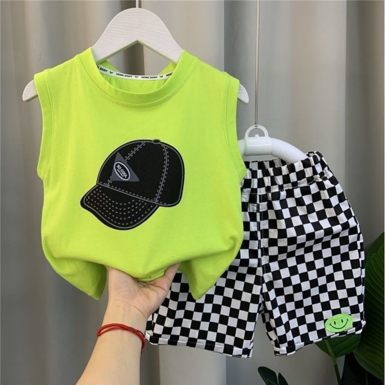 Boys' Vest Suit Kid Baby Sleeveless Clothes Boys' Children's Cool Handsome Two-Piece Suit