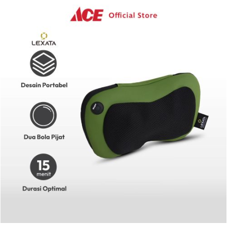 Ace Lexata Bantal Pemijat Leher Shiatsu - Hijau Pillow Massager Alat Terapi Pijat Elektrik Pijat Leher