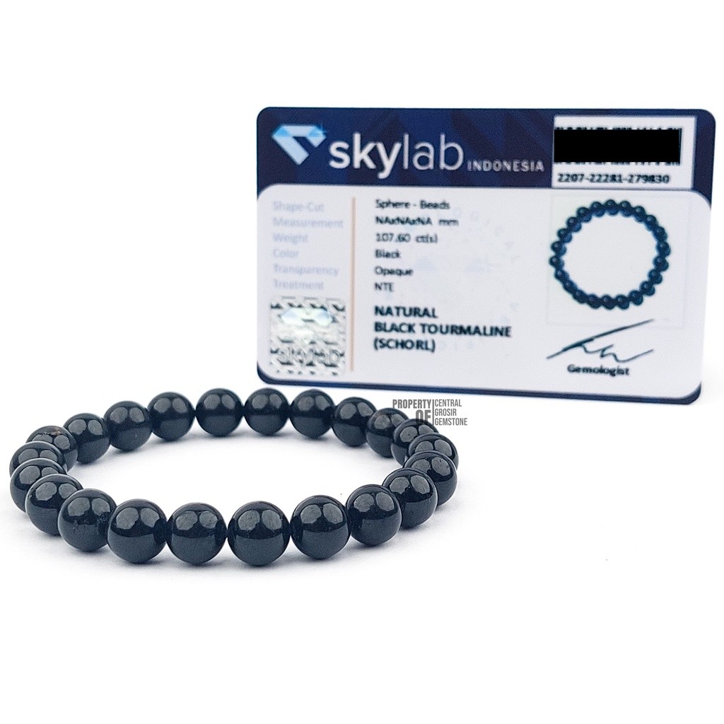 Gelang Tourmaline Hitam Asli Batu Natural Black Turmaline