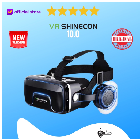 VR Box Shinecon 10.0 With Headphone Kacamata HP Versi Terbaru