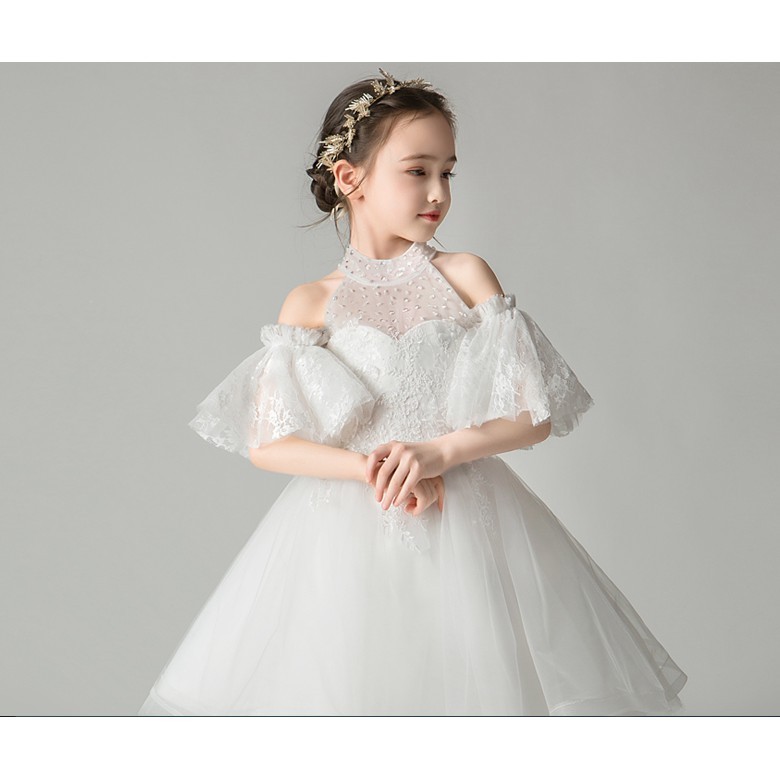 Children's dress princess dress girl fluffy flower girl piano costumes little girl host evening dres