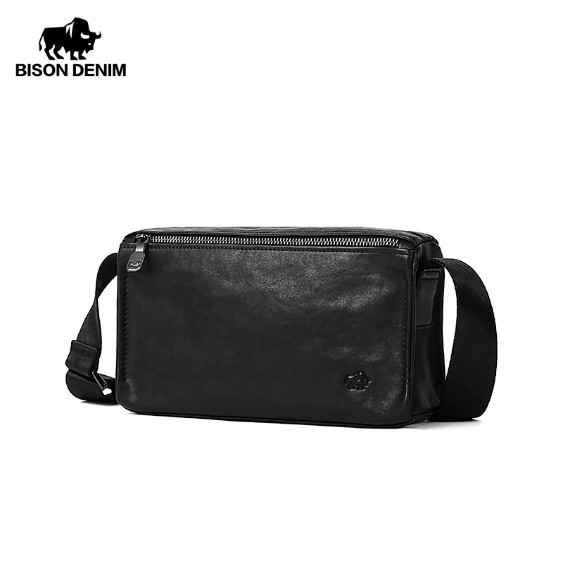 Bison Denim-Tas Selempang Pria Kulit Sapi Asli New Style (N20057-1B)
