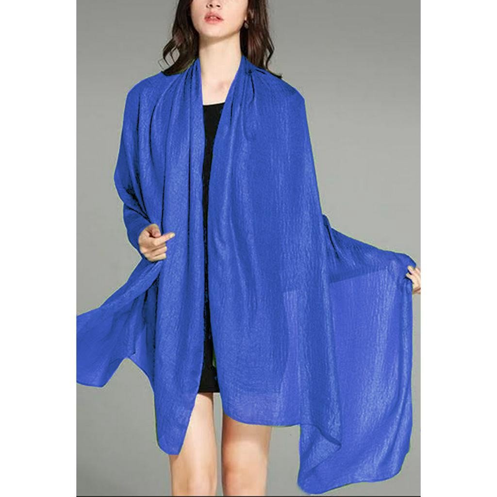 Women's Accessories Plain Silk-Feel Shawl Syal Wanita Sutra Polos