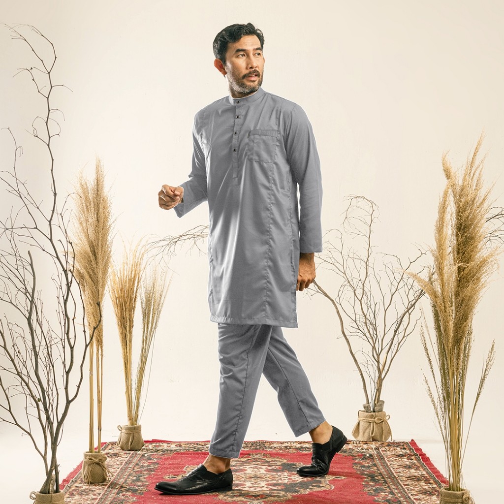 Khoirummah Koko Kurta Set Khaidar Polos | Baju Muslim Dewasa Tangan Panjang Koko Stelan Polos lengan Panjang